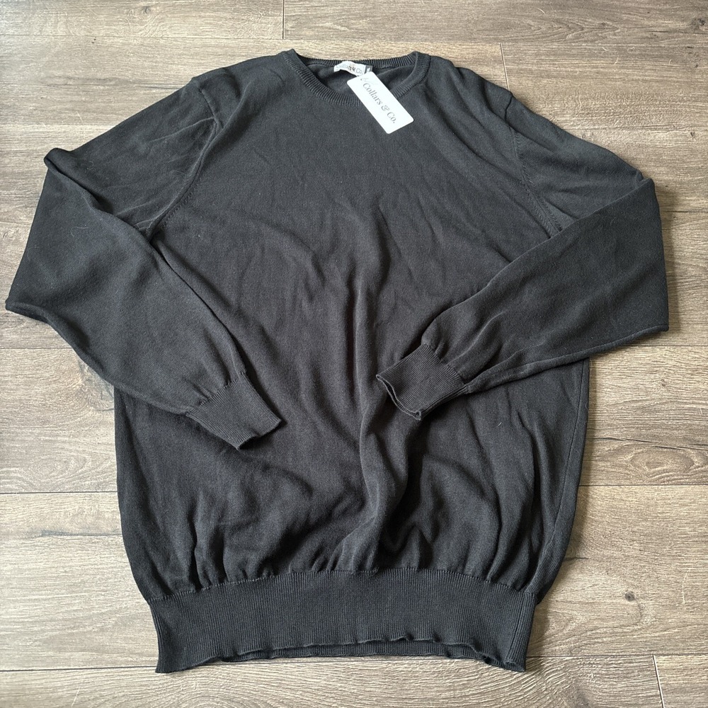 NWT Collars & Co. Egyptian Cotton Mens XXL Pullover Sweater Black Dress Casual